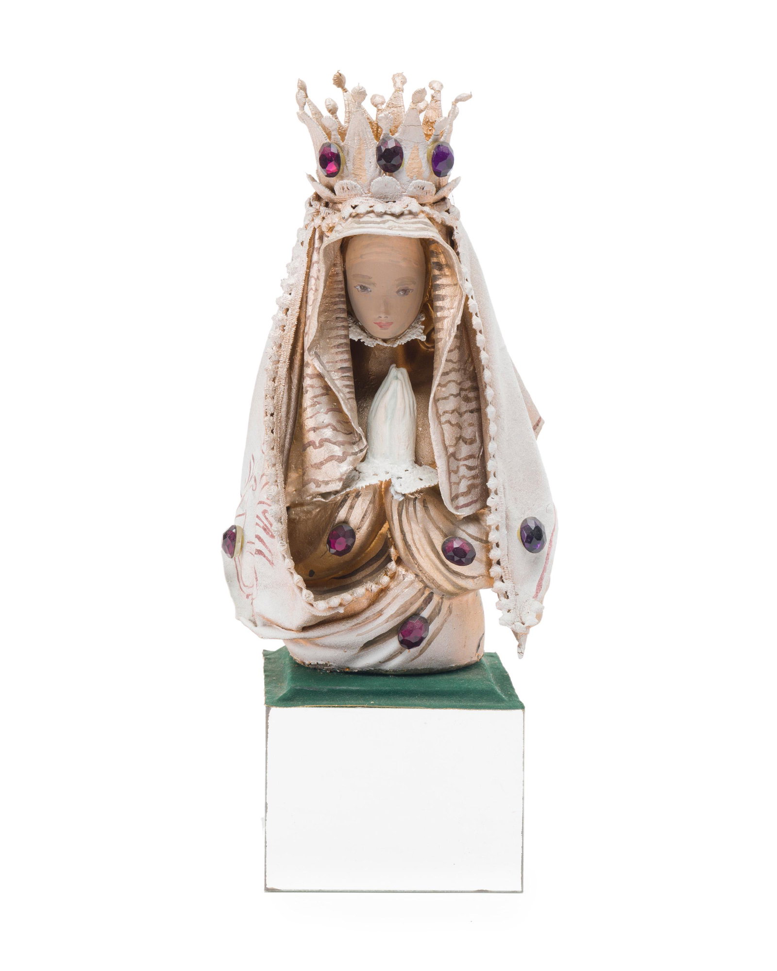 Anthony "Tony" Duquette (1914-1999 Los Angeles, CA): "Madonna," 1940s Mixed media on a mirrored base Apparently unsigned Figure: 11.75" H x 6.25" W x 6" D Provenance: Sold: Bonham's California, 20th Century Decorative Arts, October 5, 2010, Lot 4272 N