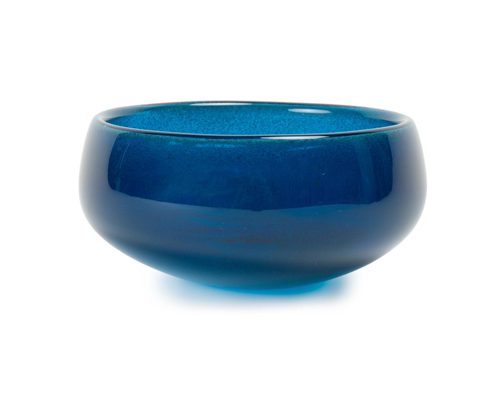 An Orrefors blue art glass bowl: Fourth-quarter 20th century Signed and dated to underside: Orrefors pu 3967/1 4.25" H x 8.5" Dia.