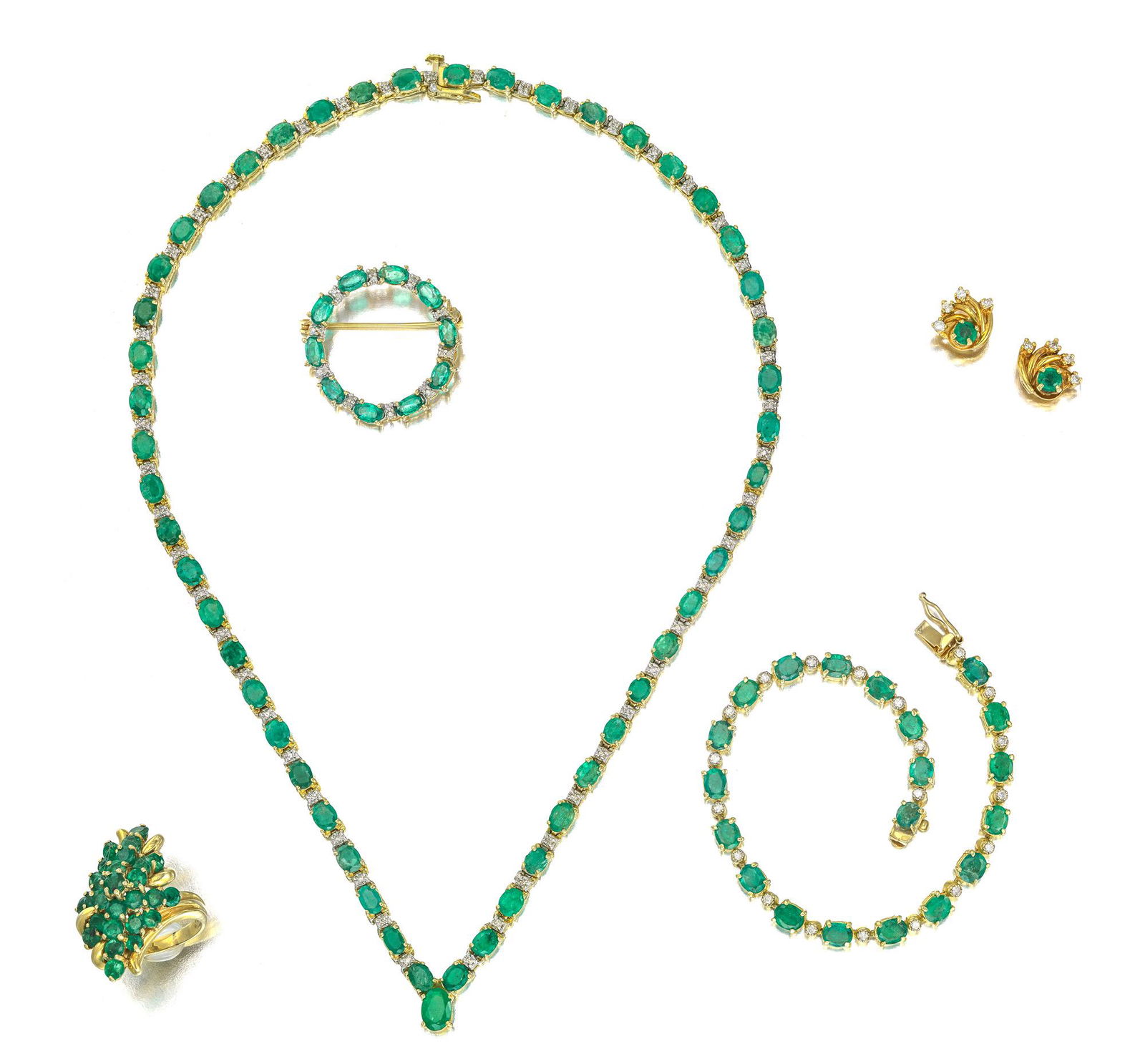 A group of emerald and diamond jewelry (1 of 1)