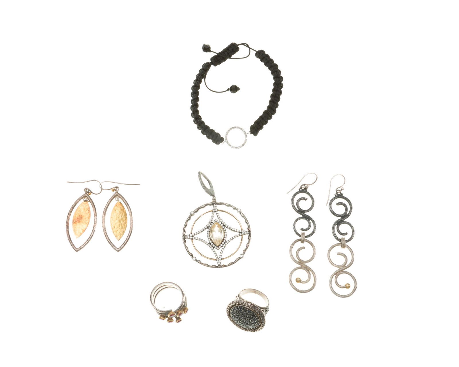 A group of silver and oxidized gold jewelry (1 of 2)