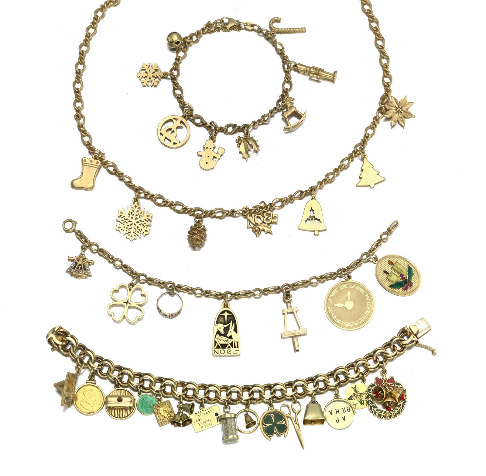 Four gold charm jewelry items (1 of 1)