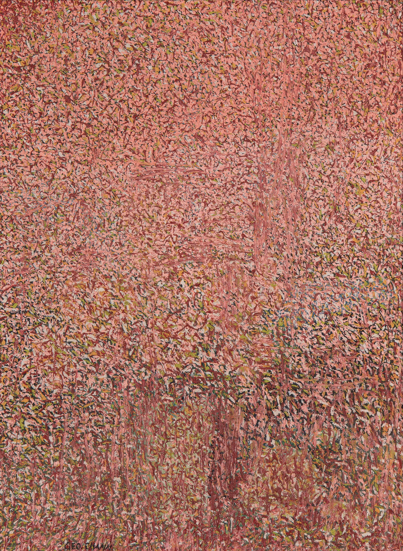 George Chann (1913-1995, American): Abstract Oil on canvasboard Signed lower right: Geo. Chann 24" H x 18" W