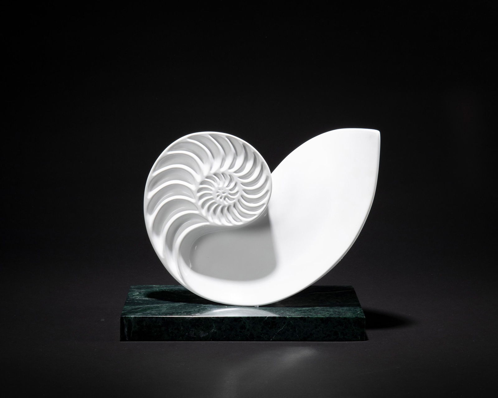 Gordon Newell (1905-1998, American): Nautilus shell White lacquer over bronze/cast metal Etched: Gordon Newell 11.25" H x 13.5" W x 6.5" D