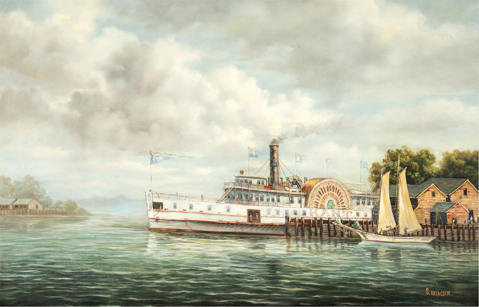Sidewheel paddle steamer at the dock (1 of 4)