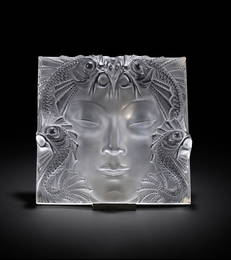 A Lalique "Masque De Femme" frosted art glass mask with