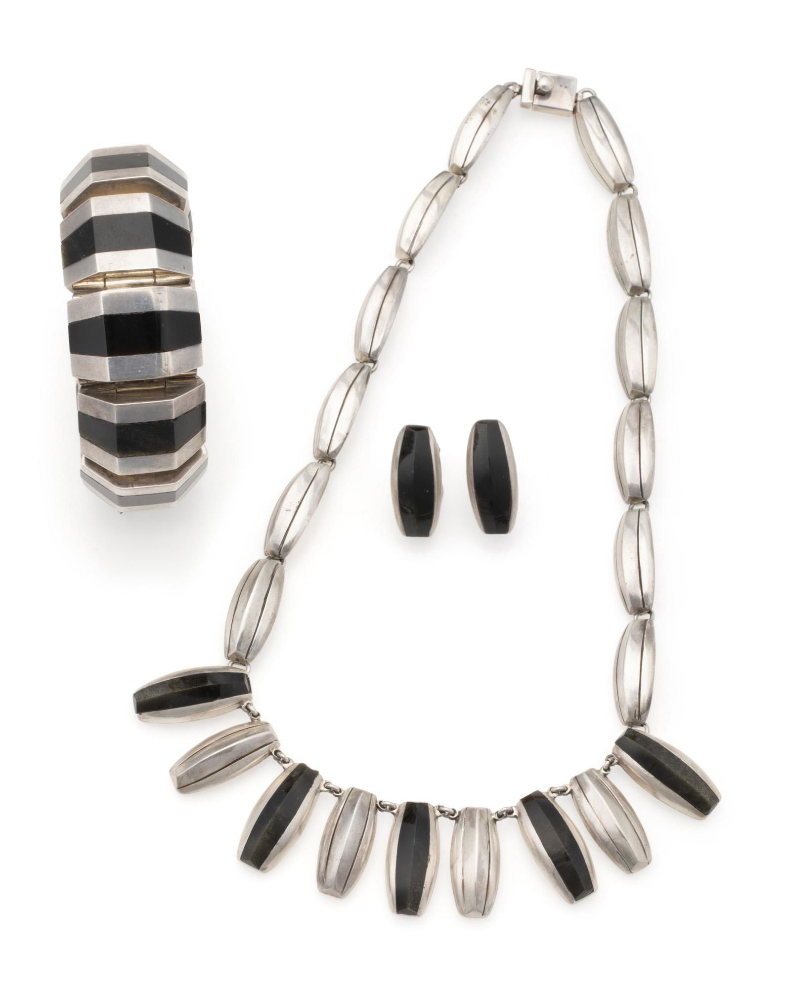 A group of Enrique Ledesma silver and obsidian jewelry (1 of 5)