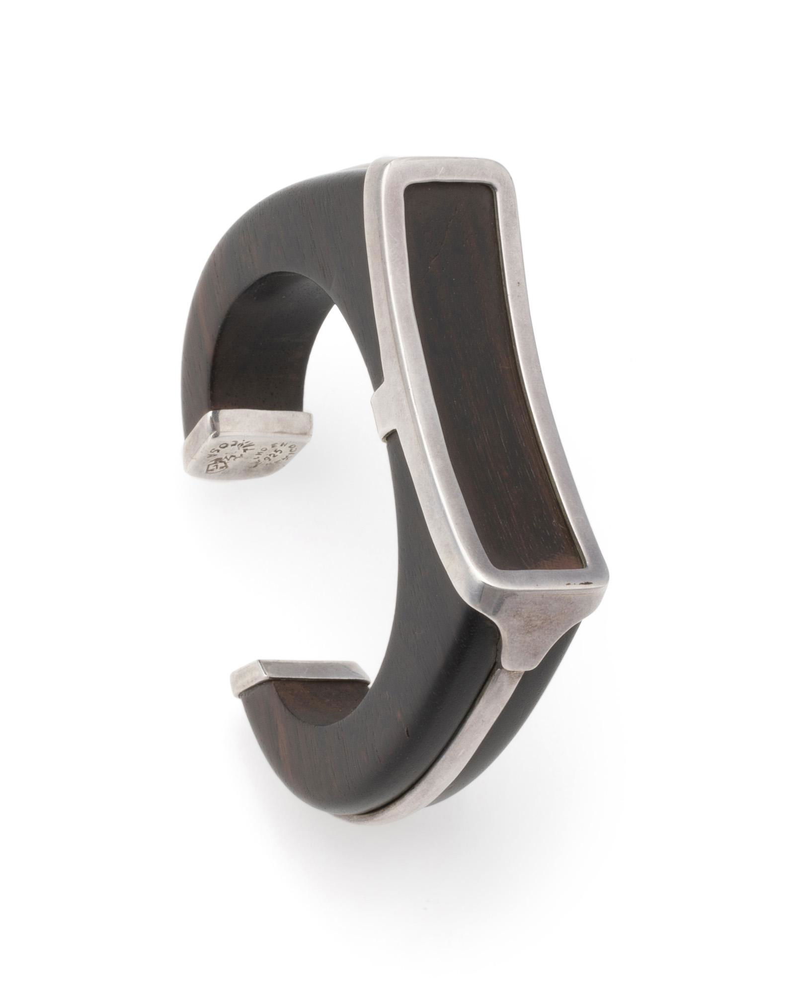 An Erika Hult de Corral rosewood and silver cuff (1 of 3)