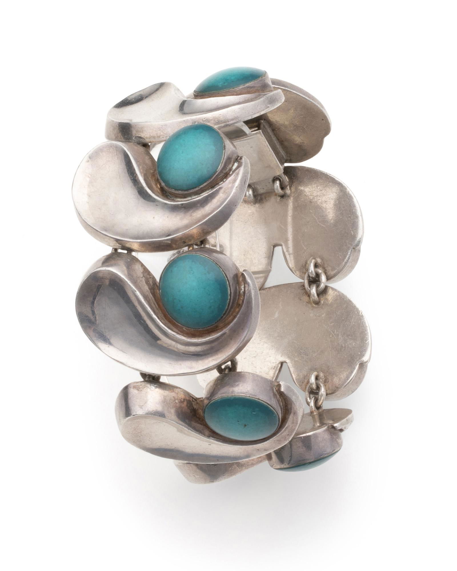An Antonio Pineda silver and green stone bracelet (1 of 3)