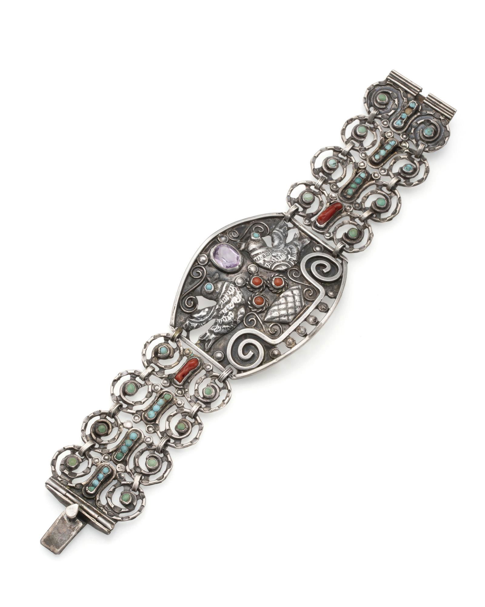 A Matl silver and gem-set dove bracelet (1 of 2)