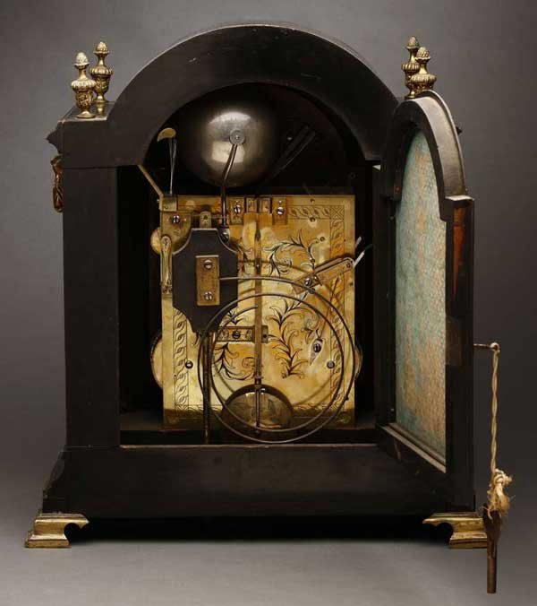 A Georgian style ebonized mantel clock - 2