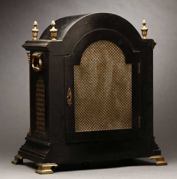 A Georgian style ebonized mantel clock - 3