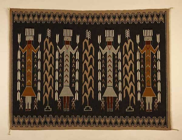 A Navajo woolen Yei pictorial rug