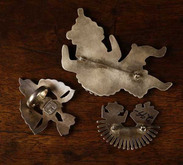 Three pieces Native American Zuni pins ring - 2