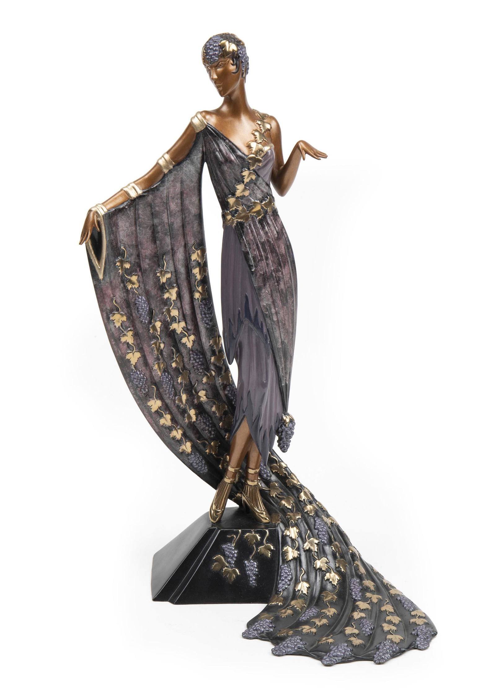 Romain (Erte) de Tirtoff (1892-1990, Russian): L'Amour, 1990 Cold painted bronze Signed, editioned, and dated: Erte ; 320/500 / c 1990 / Seven Arts Ltd / London 19" H x 10" W x 9" D