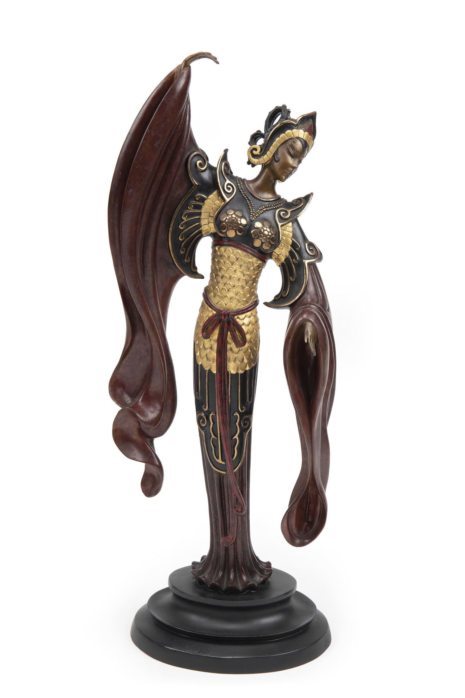 Romain (Erte) de Tirtoff (1892-1990, Russian): Chinese Legend, 1988 Cold painted bronze Signed, editioned, and dated: Erte / 383/500 / (c) 1988 / Seven Arts Ltd / London / DS 22" H x 9" W x 6.25" D