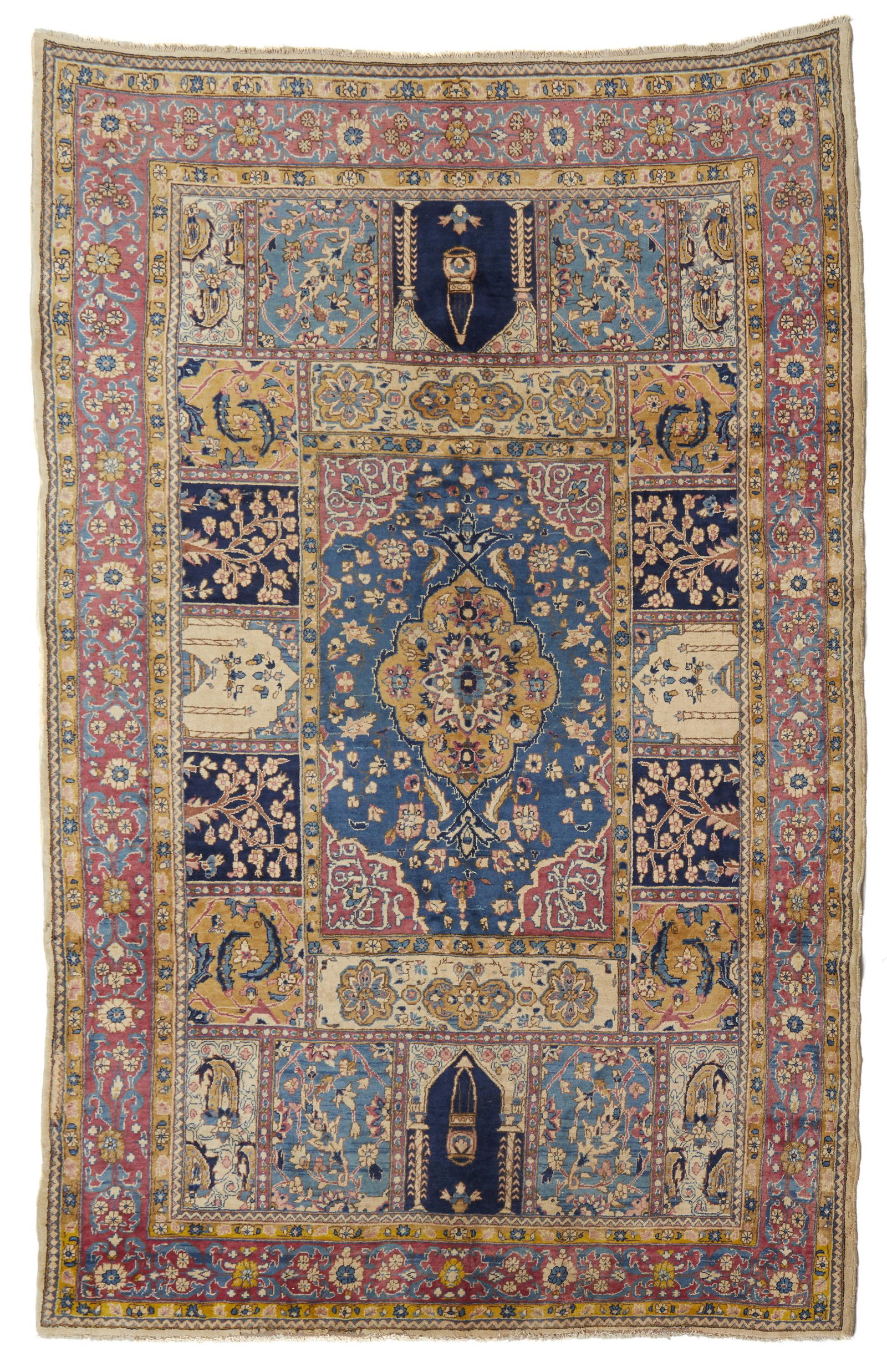A Persian Tabriz area rug: The wool on cotton rug 131" H x 80" W
