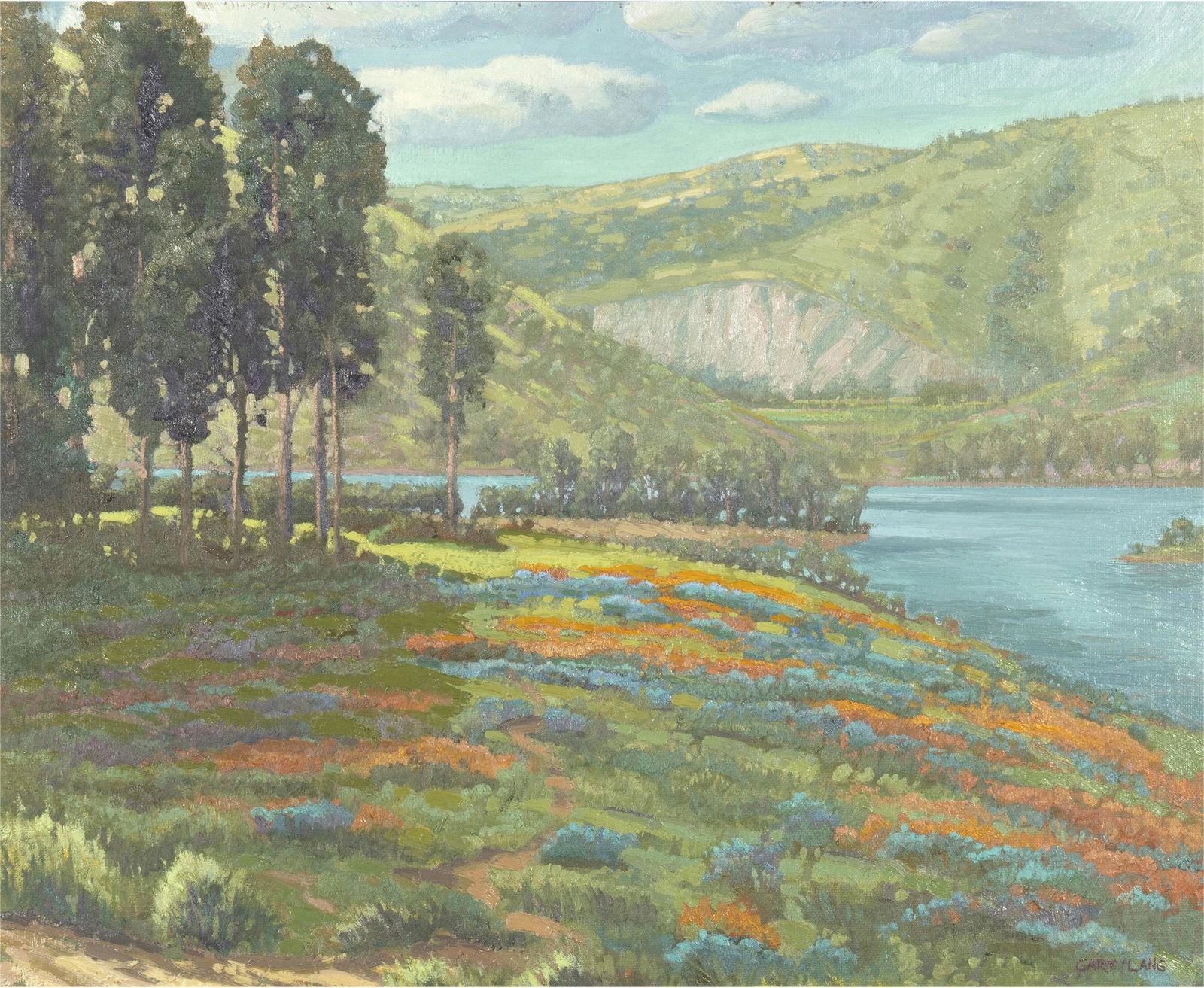 Gary Lang (b.1960, Carlsbad, CA): "Further North" Oil on board Signed lower right: Gary Lang, signed again, titled and numbered verso: 256 30" H x 36" W