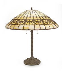 A Bigelow & Kennard leaded glass lamp