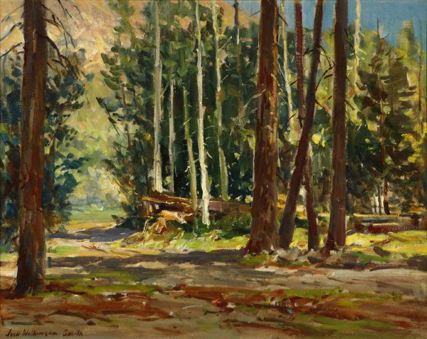 Jack Wilkinson Smith (1873-1949): Opposite camp location - Leaving Creek Gorge, Tioga Pass, California, signed lower left: Jack Wilkinson Smith, signed again and titled verso, oil on canvas laid to board, 15.75'' x 20'', est:$7000/900
