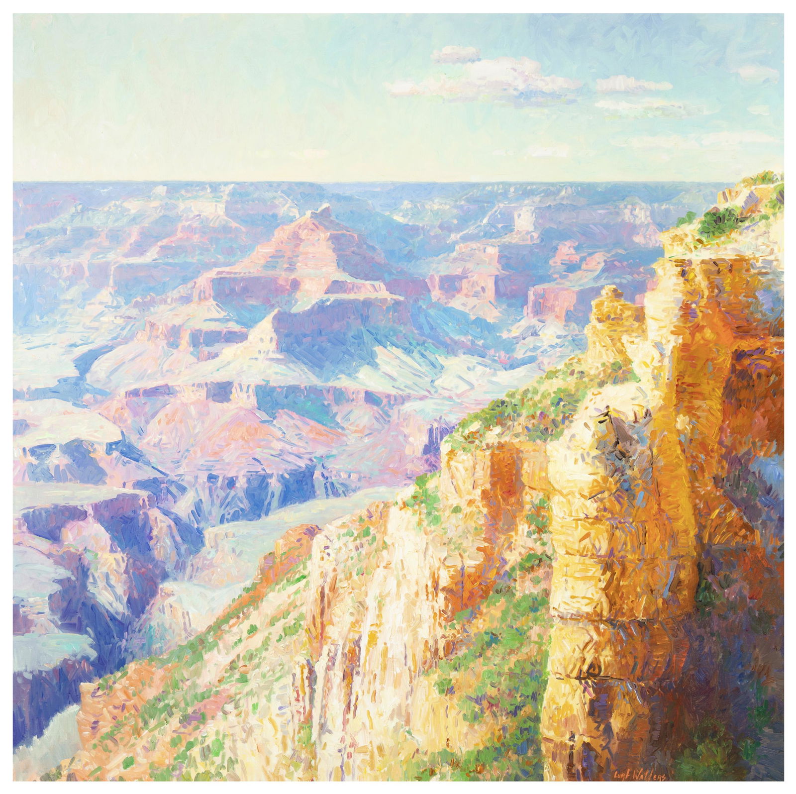 Curt Walters (b. 1950, Sedona, AZ): The Place...Sipap" Acrylic on canvas Signed lower right: Curt Walters 48" H x 48" W Provenance: Trailside Galleries, Scottsdale, AZ Property from a Northern California Estate Exhibitions: Sco