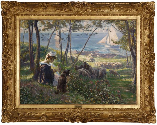 Max Silbert (1871-1930): Afternoon by the sea, signed lower right: M. Silbert, oil on canvas laid to canvas, 28'' x 38'', est:$3000/5000