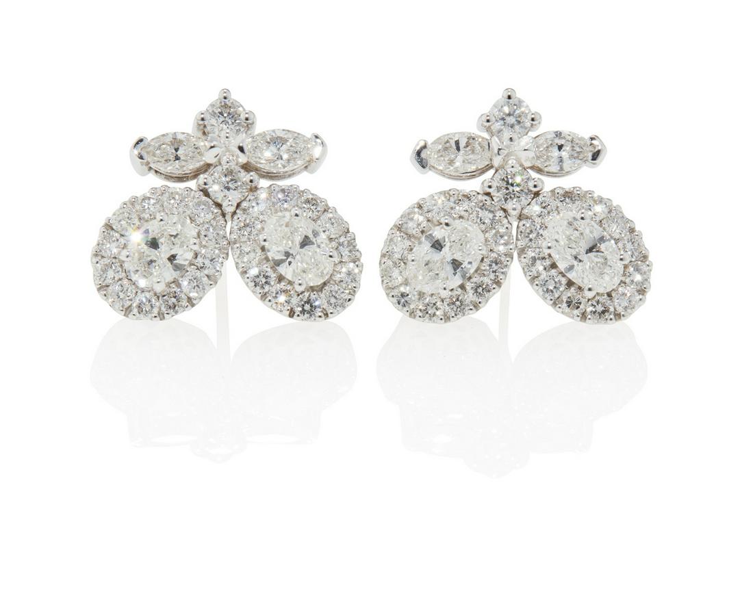 A pair of diamond cluster ear studs (1 of 2)