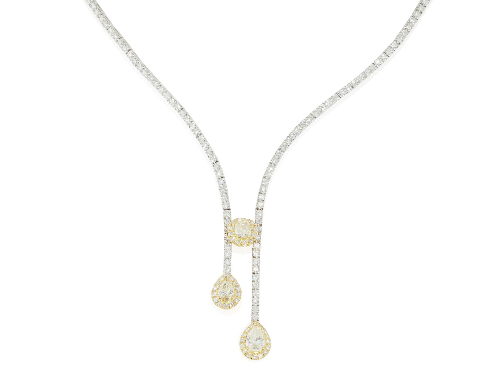 A colored and near-colorless diamond drop necklace (1 of 3)