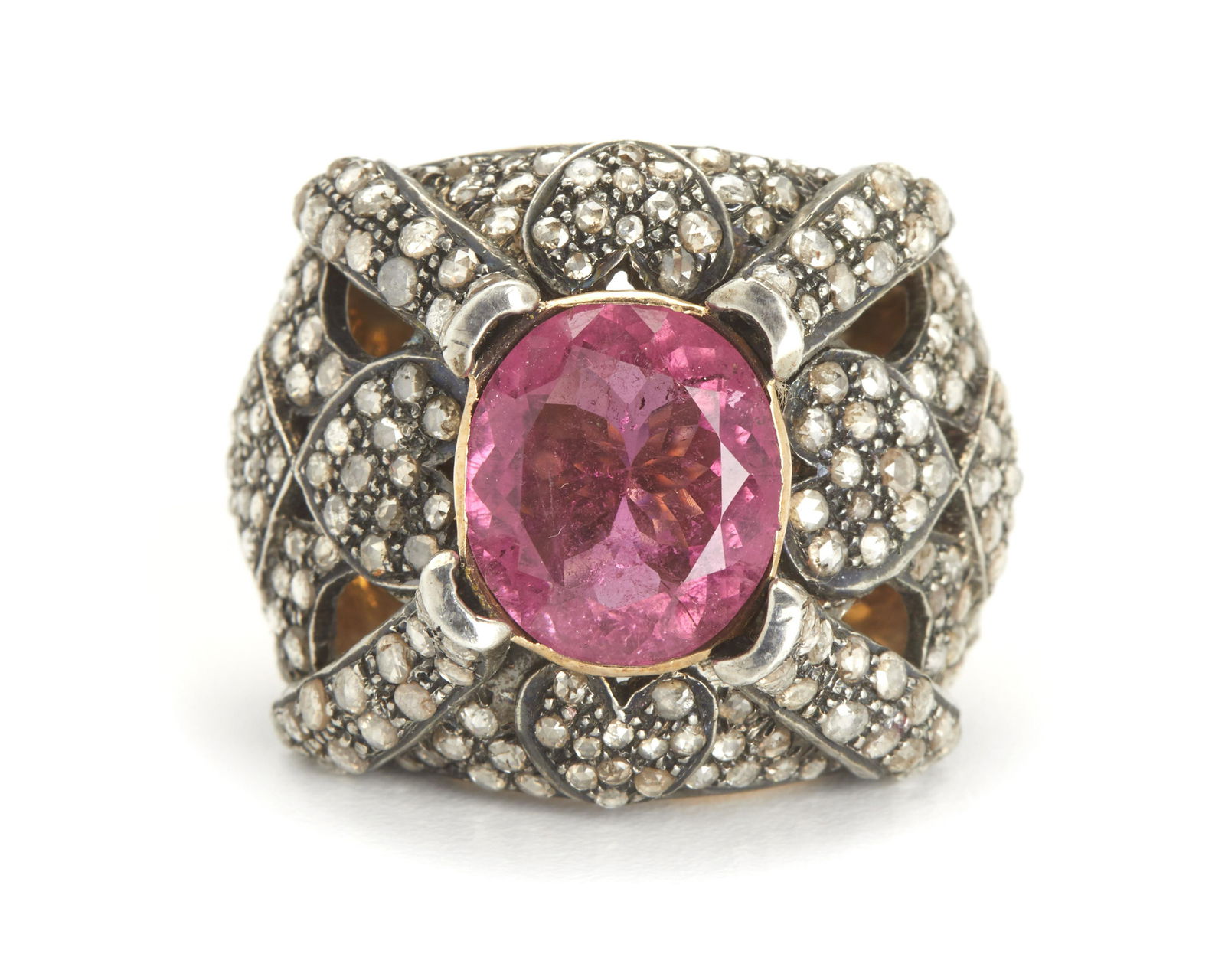 A pink tourmaline and diamond ring (1 of 1)