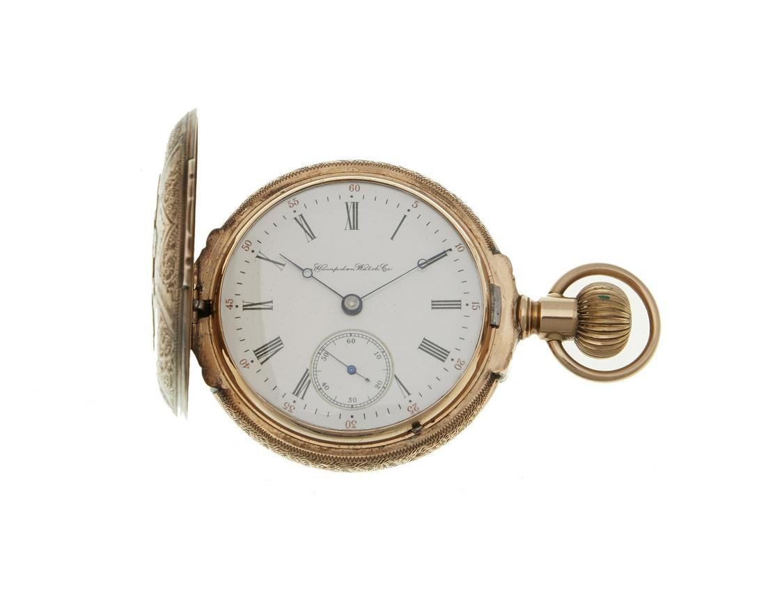 A Hampden hunter's case tri-color 14k gold pocket watch (1 of 5)