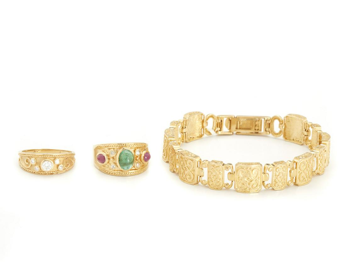 Three Etruscan-style gold jewelry items (1 of 1)
