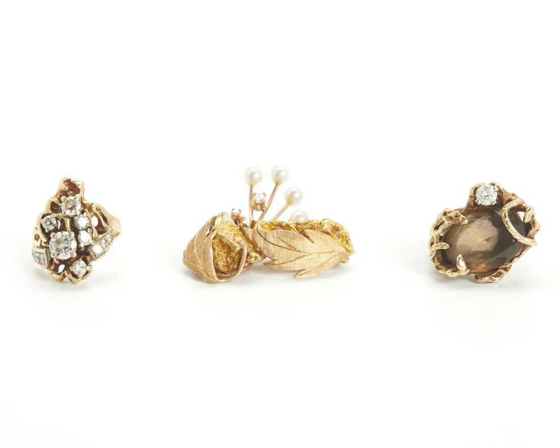 Three gold nugget-style jewelry items (1 of 1)