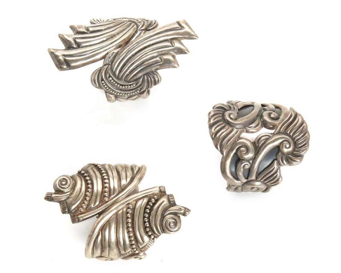 Three Mexican silver hinged-bangle bracelets (1 of 1)