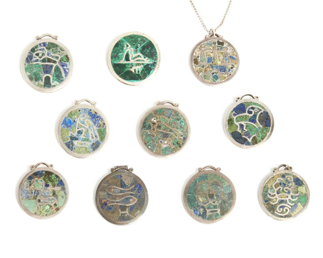 A group of Los Castillo silver and gem-set astrological (1 of 1)