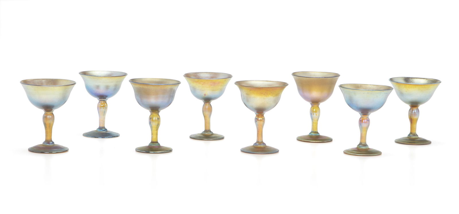 Eight L.C. Tiffany Favrile glass goblets (1 of 2)