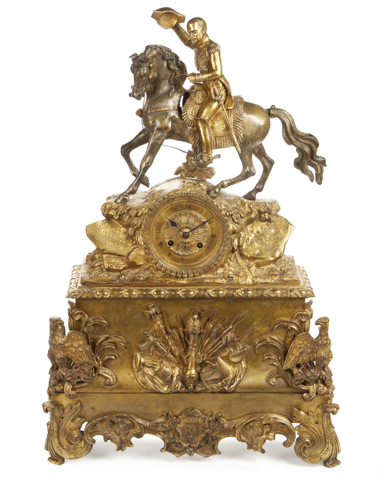 A French gilt-bronze clock of Napoleon on horse (1 of 4)