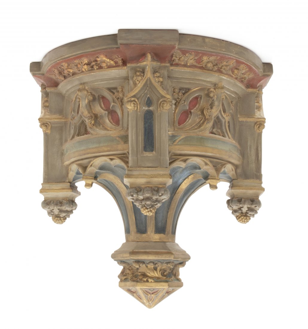 A French Gothic-Revival terra cotta wall shelf (1 of 3)