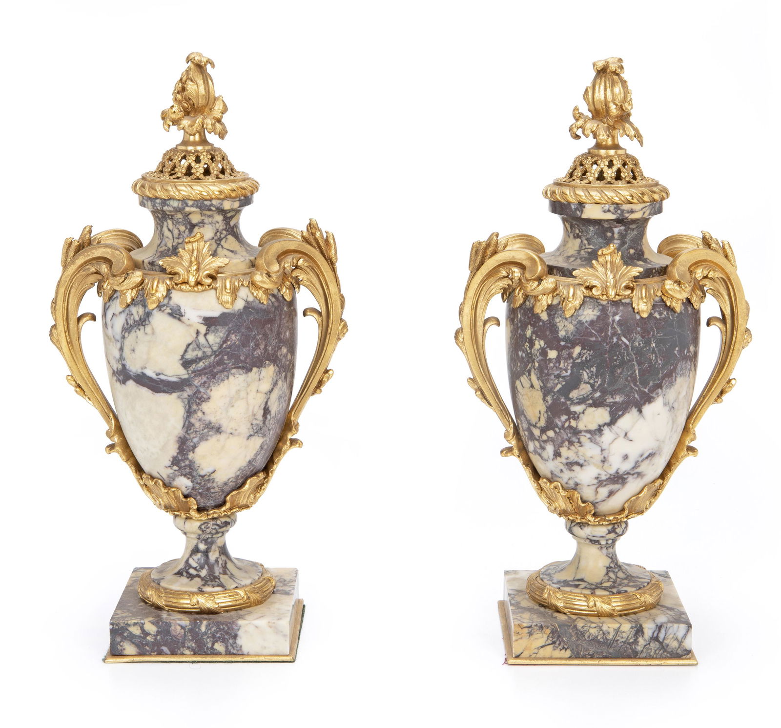 A pair of marble and gilt bronze-mounted urns (1 of 2)