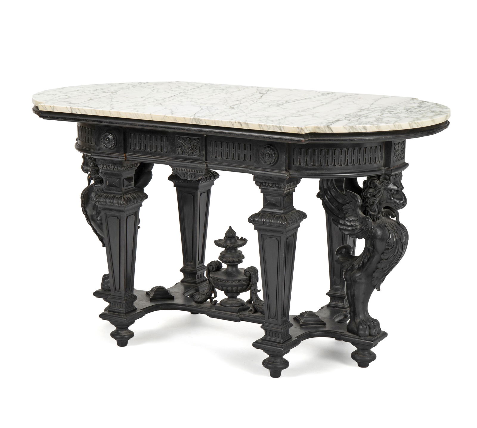 An ebonized wood library table (1 of 2)