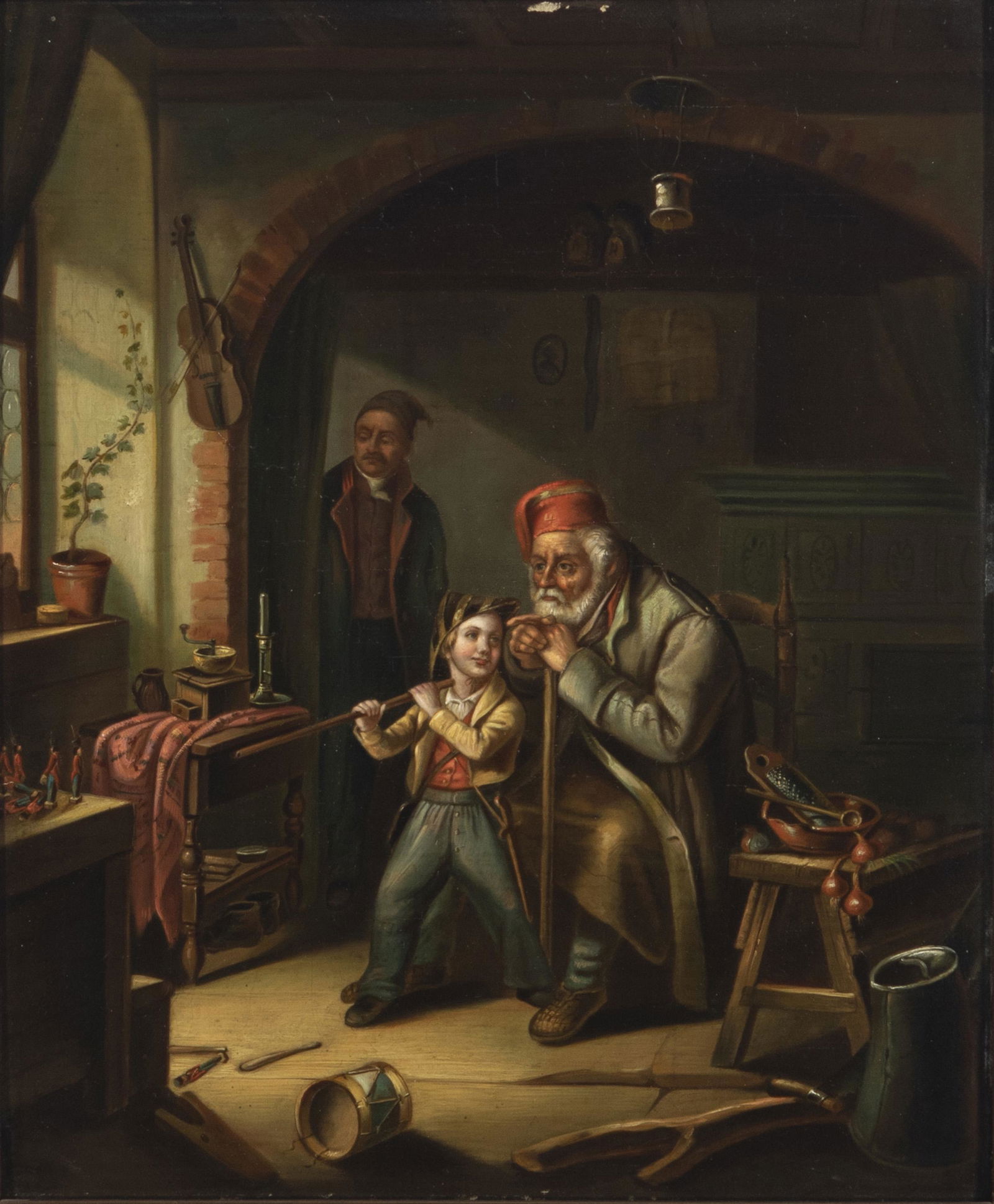 Man and boy playing in an interior (1 of 4)
