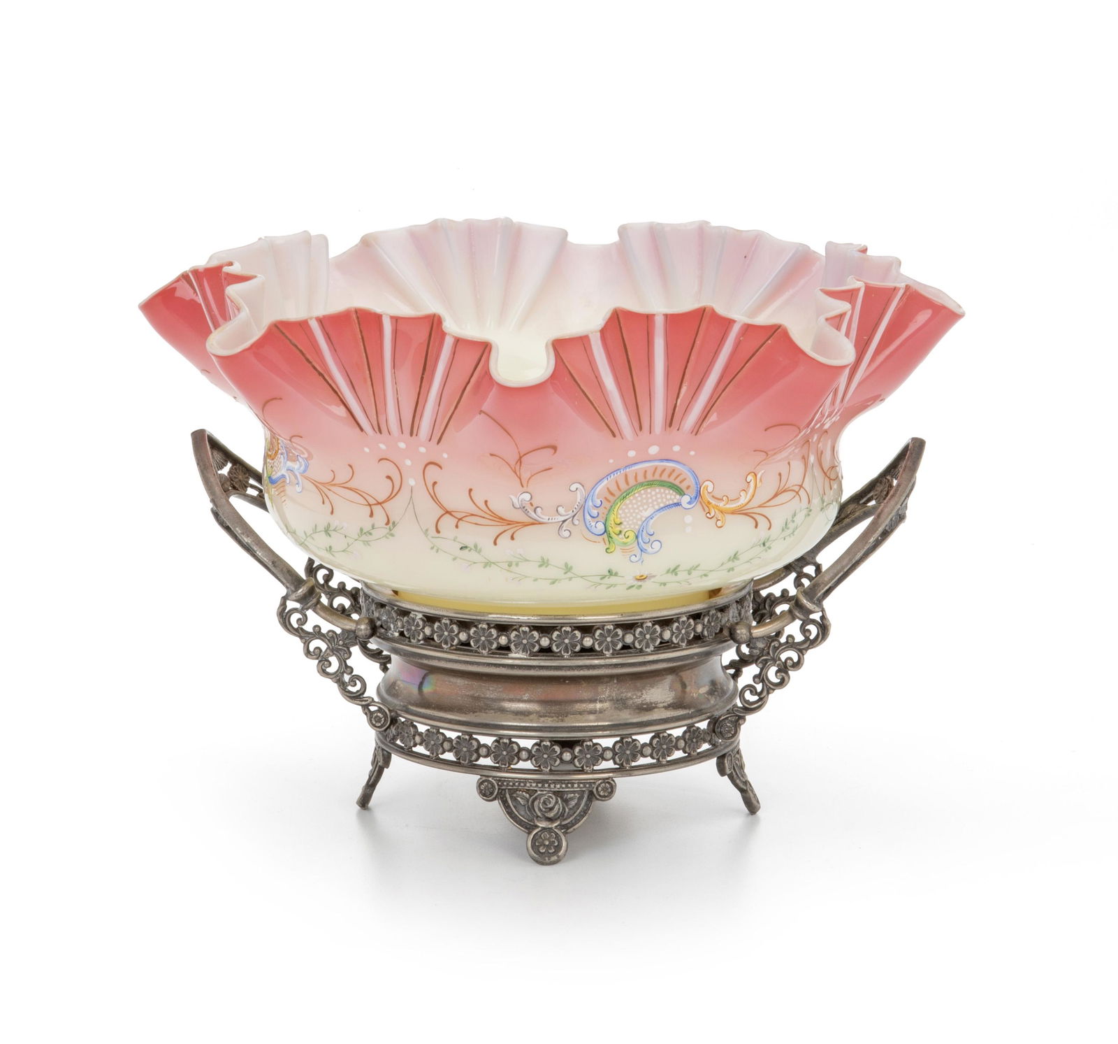 An American glass and silver plate bride's basket (1 of 3)