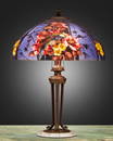 A Handel reverse-painted glass "Parakeet" table lamp