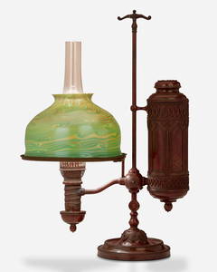 A Tiffany Studios single-arm student lamp