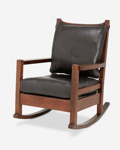 A Gustav Stickley oak rocking chair, No. 2603