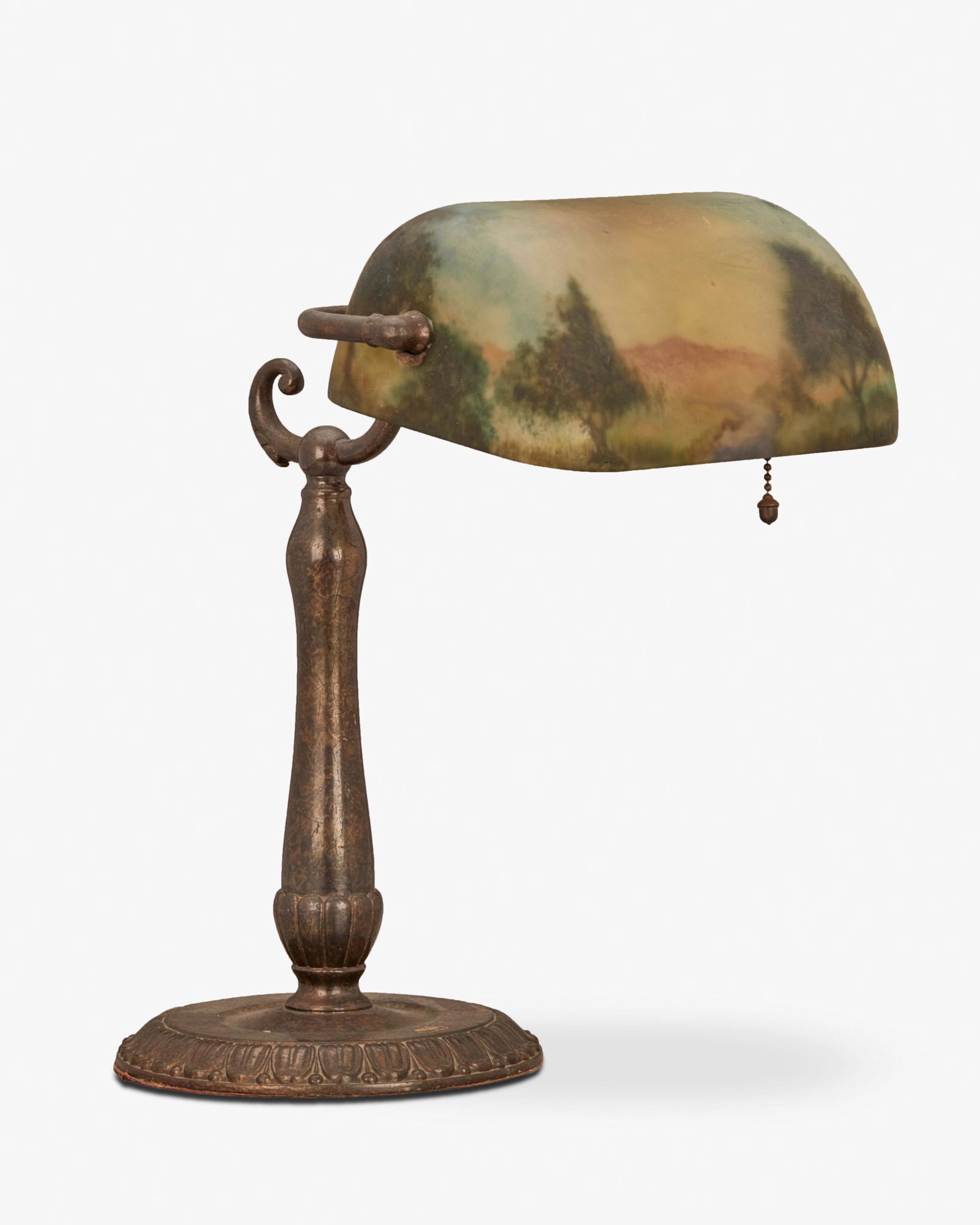 A Handel reverse-painted glass landscape piano lamp (1 of 4)