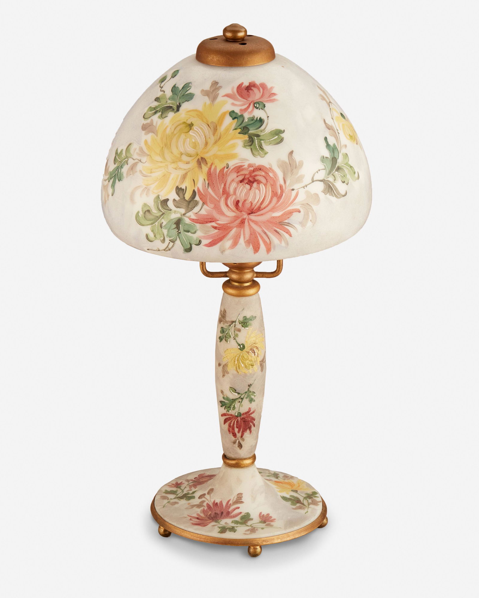 A Handel painted glass "Chrysanthemum" boudoir lamp (1 of 4)