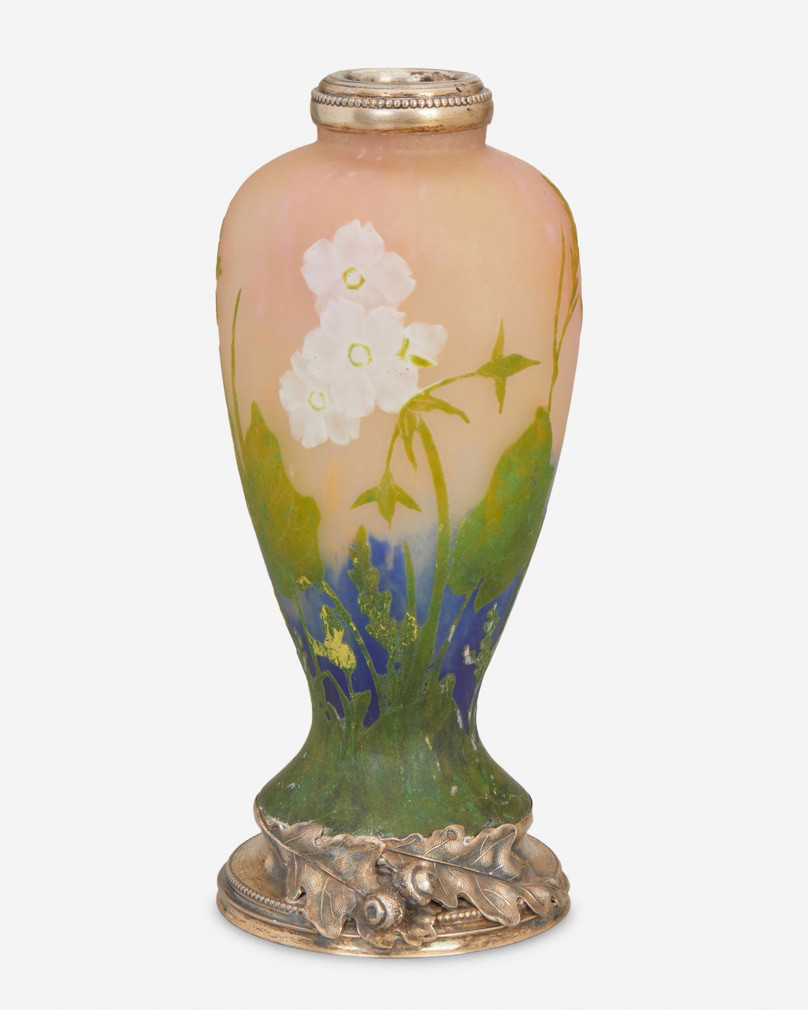 A Daum vitrified cameo glass and silver mounted vase (1 of 3)