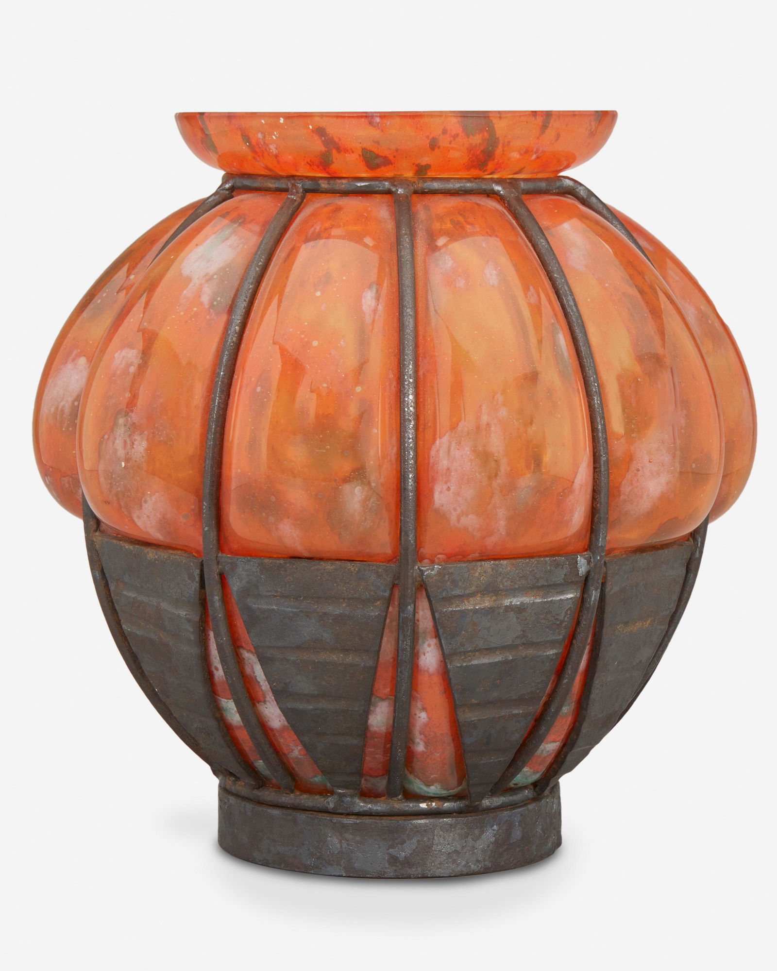 A French wrought iron mounted art glass vase (1 of 3)