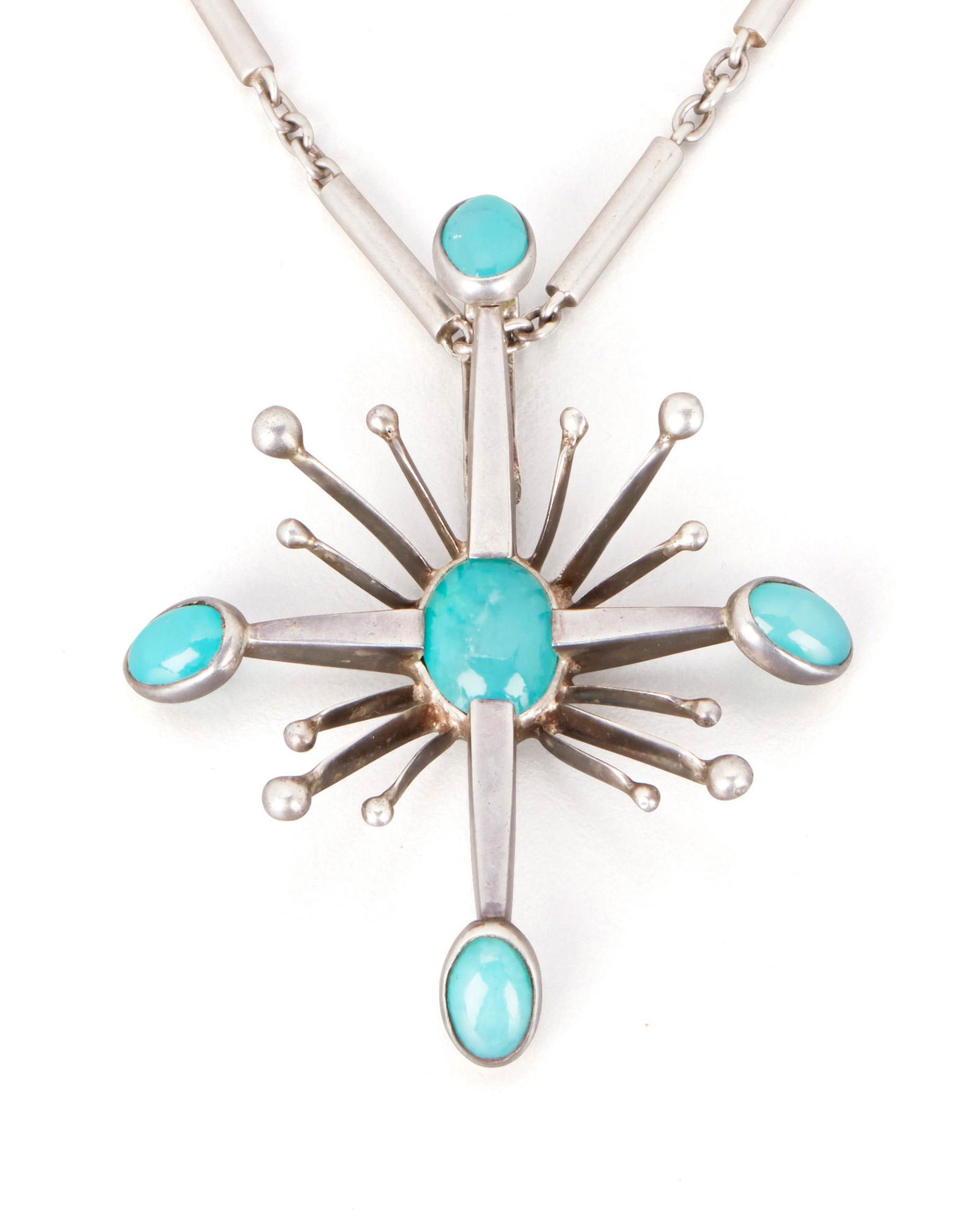 An Antonio Pineda silver and blue glass pendant (1 of 2)