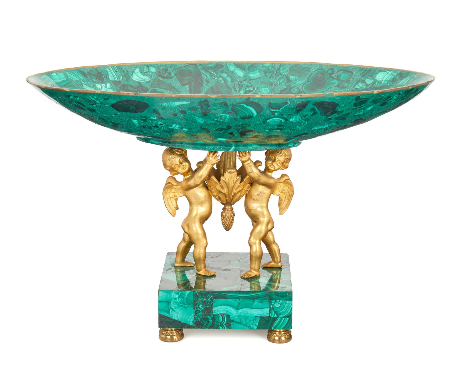 A Neoclassical-style gilt-bronze and malachite compote (1 of 4)