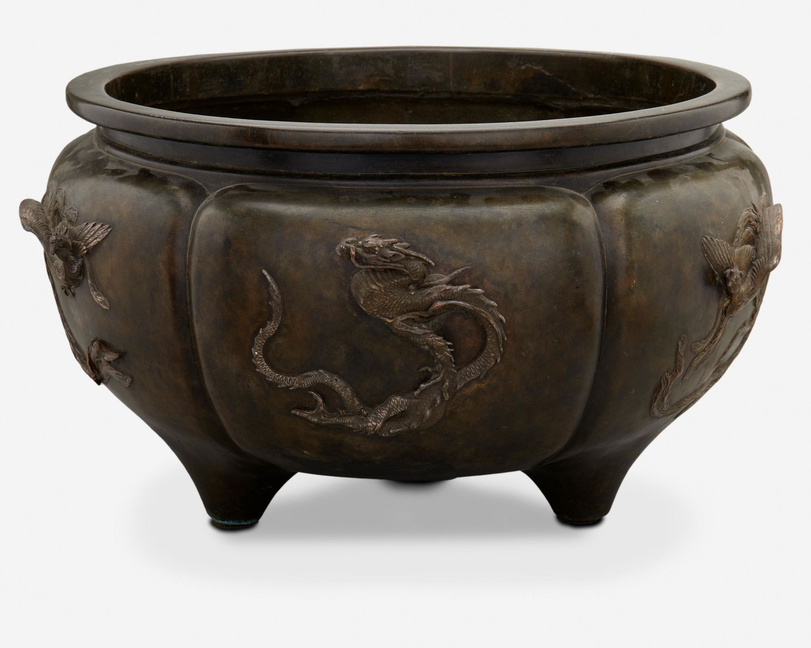 A large Japanese bronze footed jardiniere (1 of 4)
